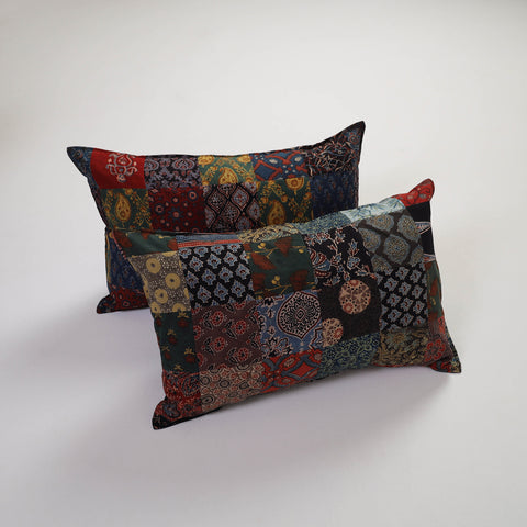 Multicolor - Handcrafted Patchwork Cotton Pillow Cover (Set of 2) 16