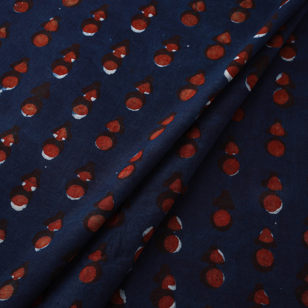 Hand Block Print Natural Dyed Cotton Nandana Fabric 08