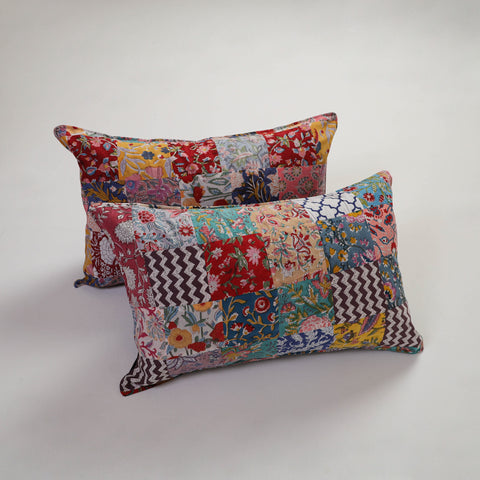 Multicolor - Handcrafted Patchwork Cotton Pillow Cover (Set of 2) 19