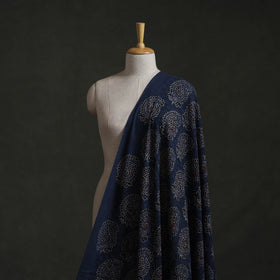 Blue - Hakoba Hand Block Ajrakh Print Natural Dyed Cotton Fabric 102