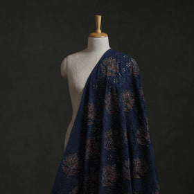 Blue - Hakoba Hand Block Ajrakh Print Natural Dyed Cotton Fabric 104