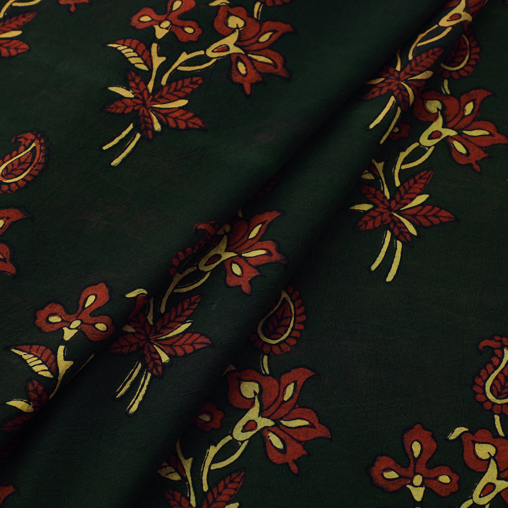 Green - Natural Dyed Cotton Ajrakh Print Fabric 39