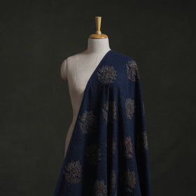 Blue - Hakoba Hand Block Ajrakh Print Natural Dyed Cotton Fabric 105