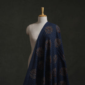 Blue - Hakoba Hand Block Ajrakh Print Natural Dyed Cotton Fabric 106