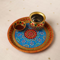 Handpainted Stainless Steel Pooja Thali, Kalash & Bowl 68