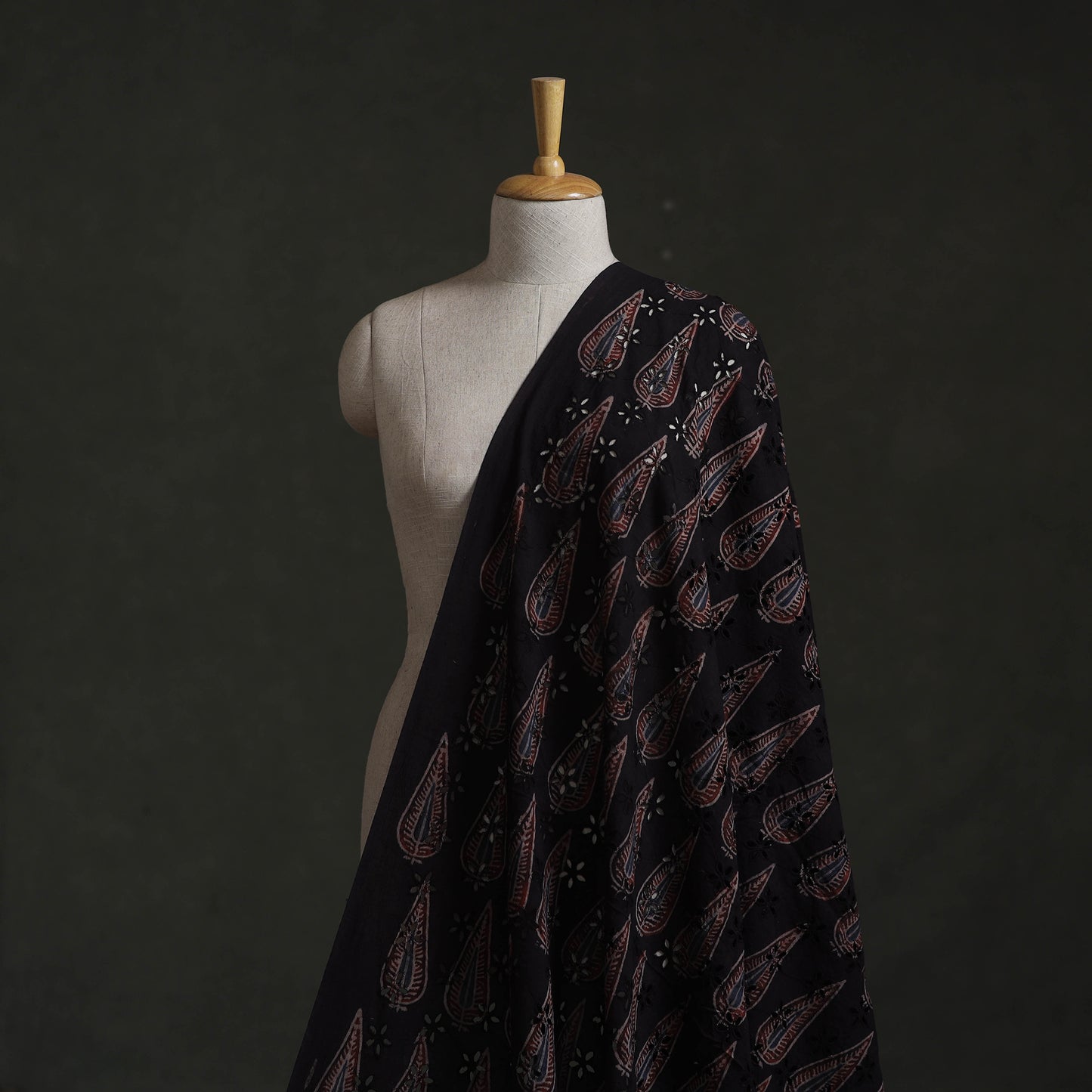 Brown - Hakoba Hand Block Ajrakh Print Natural Dyed Cotton Fabric 108