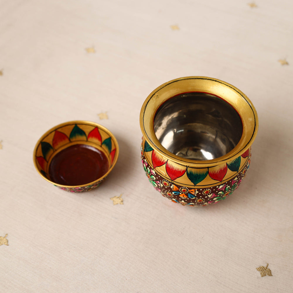 Handpainted Stainless Steel Pooja Thali, Kalash & Bowl 68