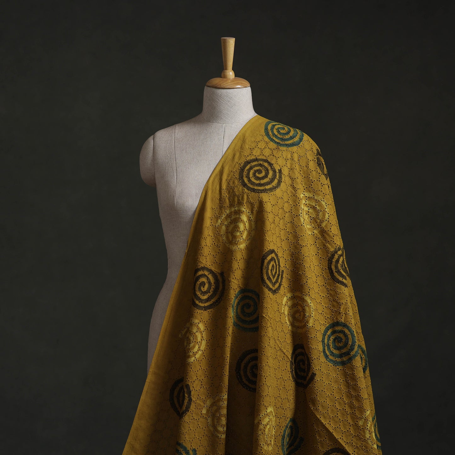 Yellow - Hakoba Hand Block Ajrakh Print Natural Dyed Cotton Fabric 114