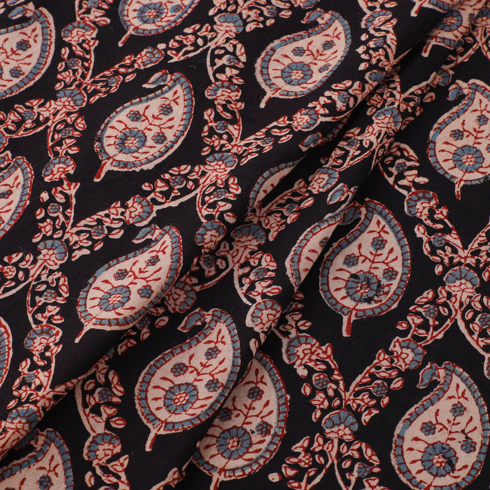 Black - Natural Dyed Cotton Ajrakh Print Fabric 42