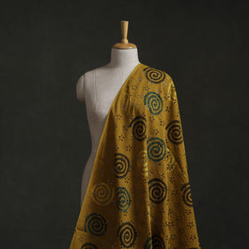 Yellow - Hakoba Hand Block Ajrakh Print Natural Dyed Cotton Fabric 115