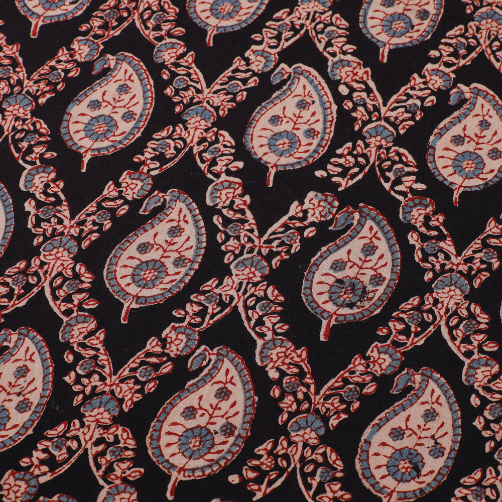 Black - Natural Dyed Cotton Ajrakh Print Fabric 42