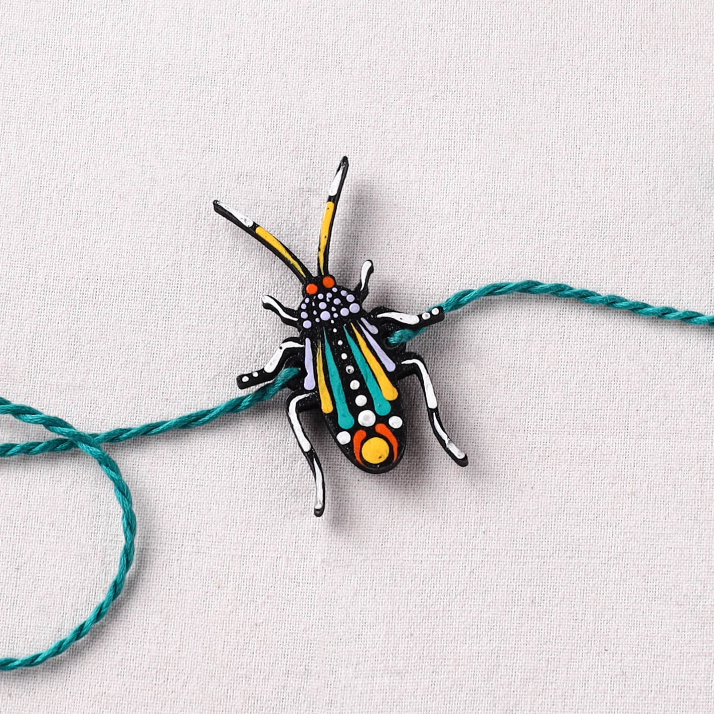 Cockroach - Reusable Mandala Art Handpainted Wooden Rakhi 02