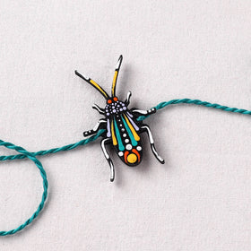 Cockroach - Reusable Mandala Art Handpainted Wooden Rakhi 02