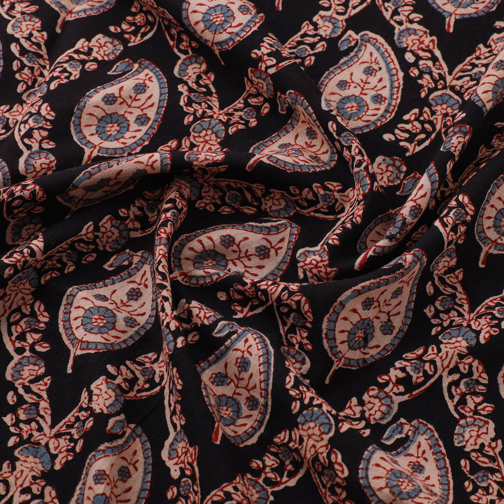 Black - Natural Dyed Cotton Ajrakh Print Fabric 42