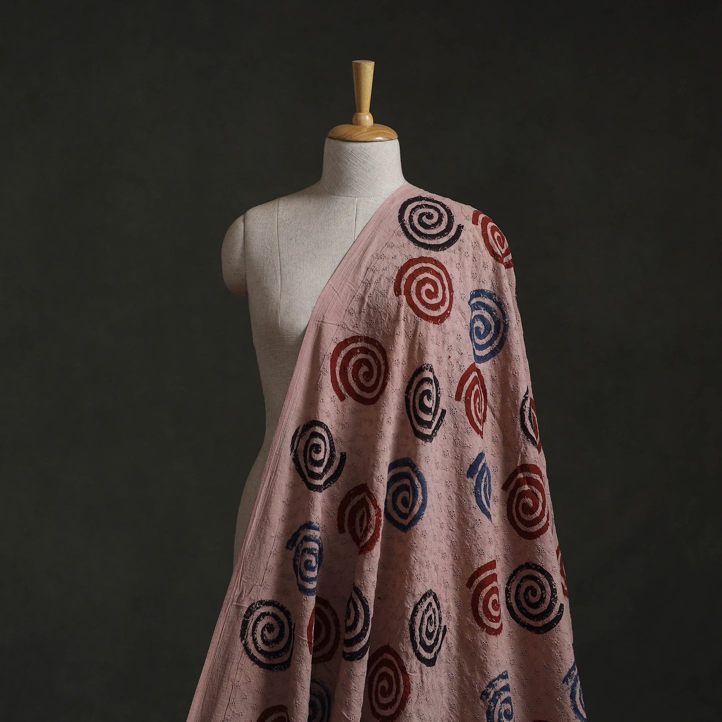 Peach - Hakoba Hand Block Ajrakh Print Natural Dyed Cotton Fabric 118