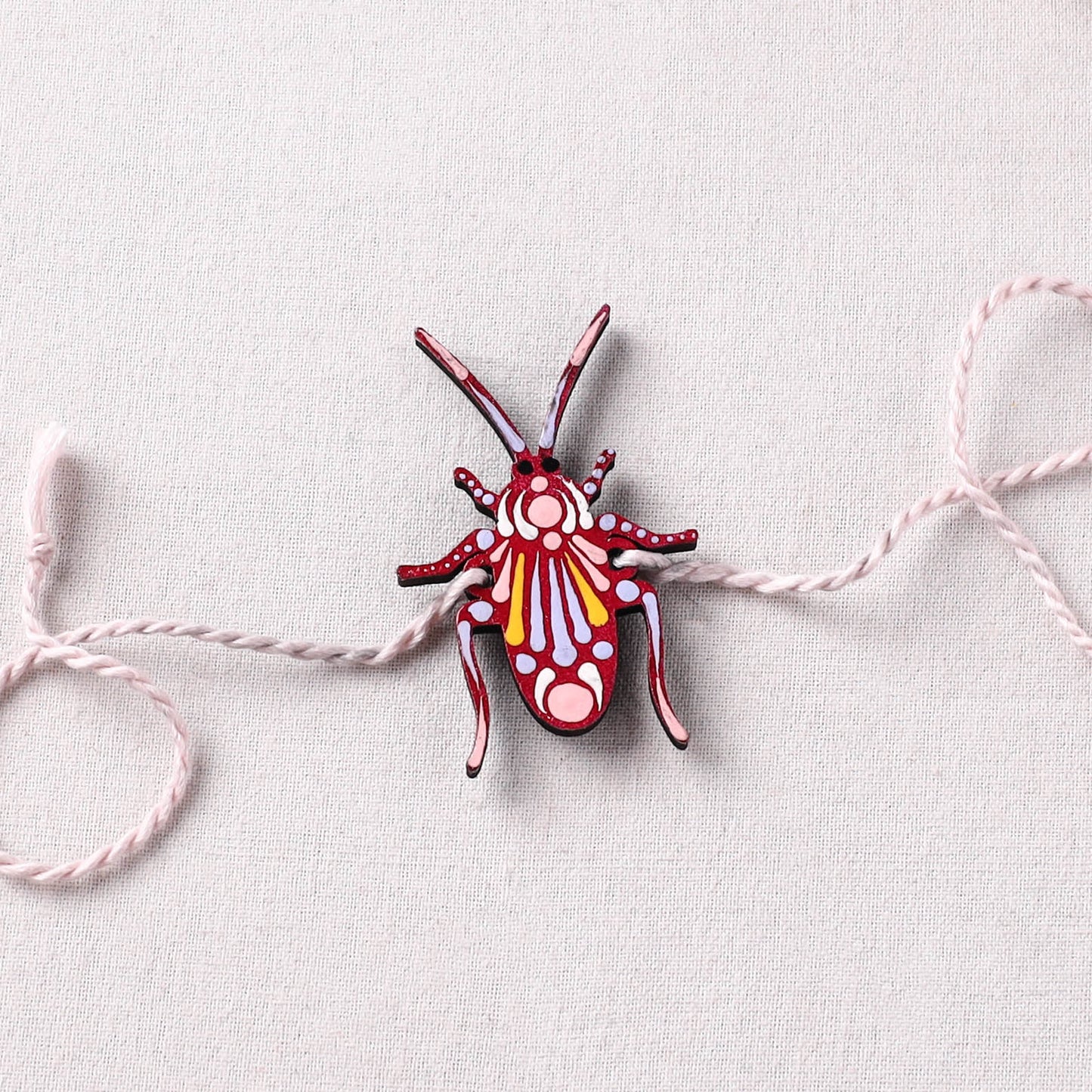 Cockroach - Reusable Mandala Art Handpainted Wooden Rakhi 03