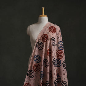 Peach - Hakoba Hand Block Ajrakh Print Natural Dyed Cotton Fabric 120
