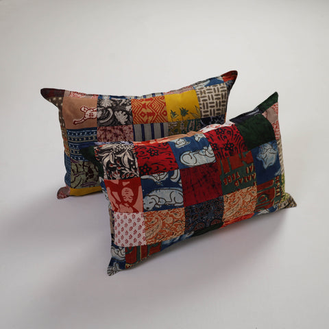 Multicolor - Handcrafted Patchwork Cotton Pillow Cover (Set of 2) 23