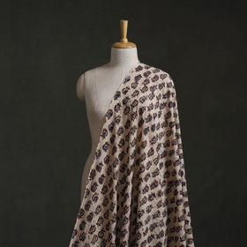 Beige - Hakoba Hand Block Ajrakh Print Natural Dyed Cotton Fabric 121