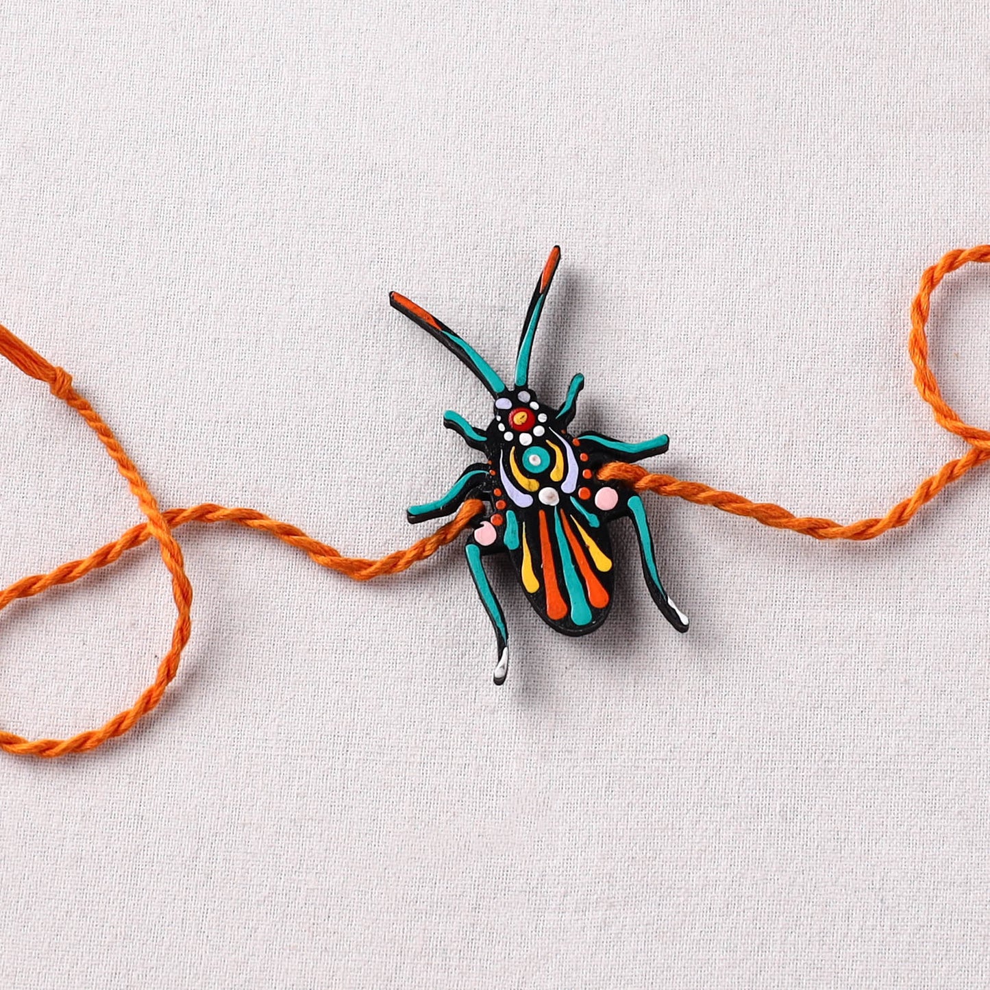Cockroach - Reusable Mandala Art Handpainted Wooden Rakhi 04