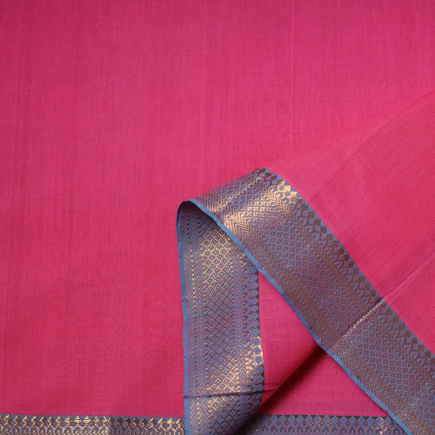 Handloom Mangalagiri Cotton Fabric with Nizam Zari Border 27