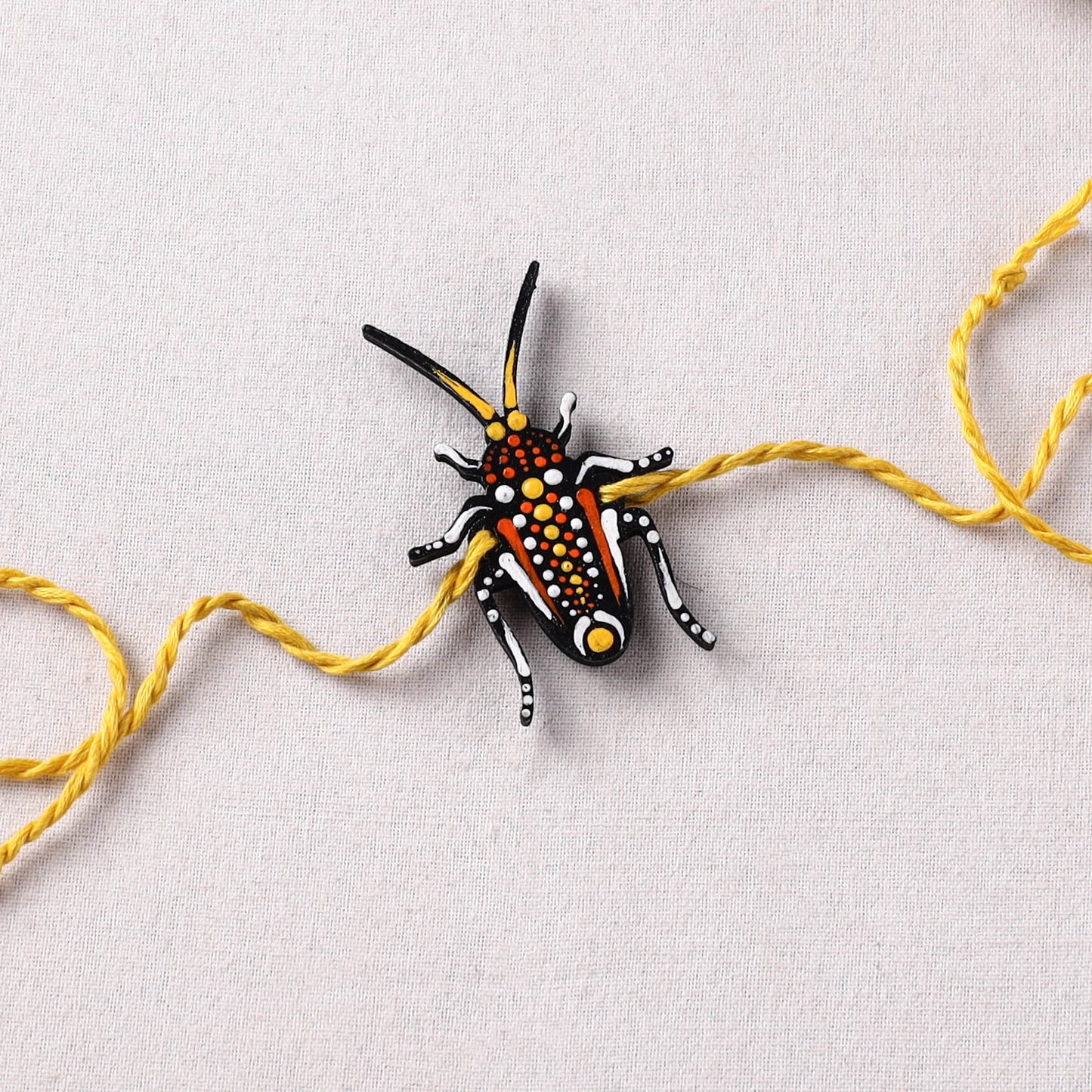 Cockroach - Reusable Mandala Art Handpainted Wooden Rakhi 05