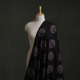 Black - Hakoba Hand Block Ajrakh Print Natural Dyed Cotton Fabric 125