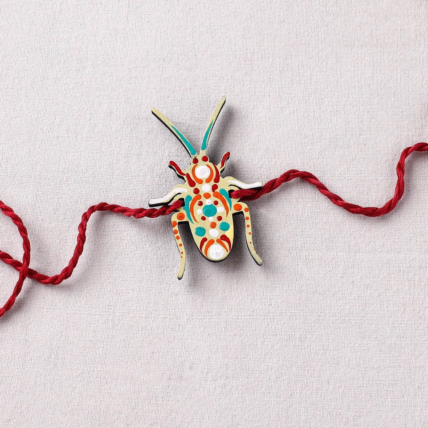 Cockroach - Reusable Mandala Art Handpainted Wooden Rakhi 06