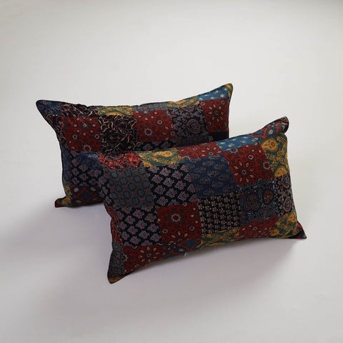 Handcrafted Patchwork Cotton Pillow Cover (Set of 2) 24