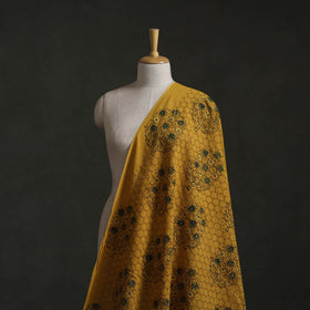 Yellow - Hakoba Hand Block Ajrakh Print Natural Dyed Cotton Fabric 127