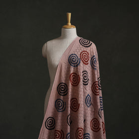Peach - Hakoba Hand Block Ajrakh Print Natural Dyed Cotton Fabric 128