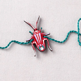 Cockroach - Reusable Mandala Art Handpainted Wooden Rakhi 08