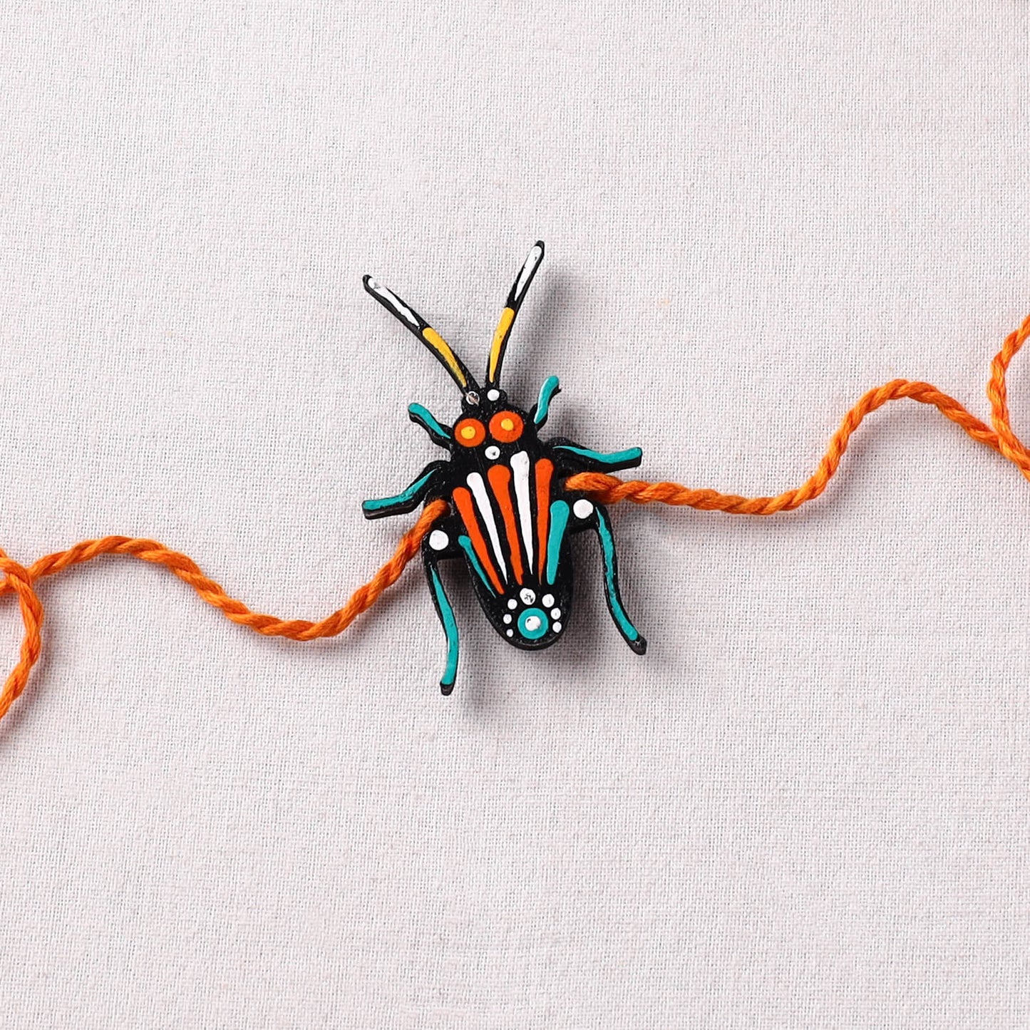 Cockroach - Reusable Mandala Art Handpainted Wooden Rakhi 09