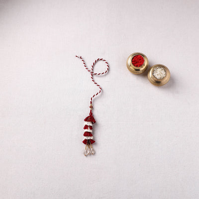 Handmade Thread Work Lumba Rakhi with Potli 02