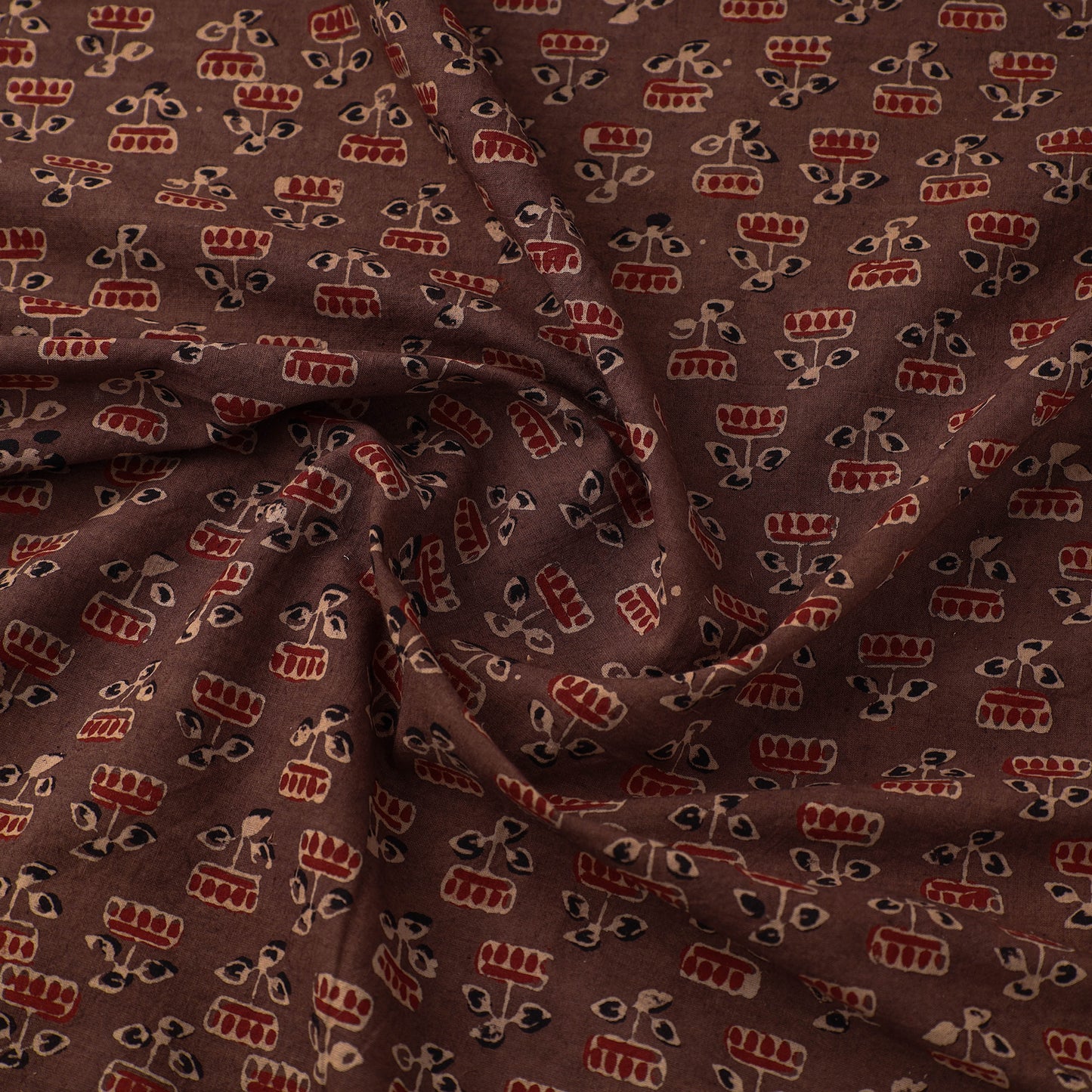 Brown - Pure Cotton Ajrakh Print Fabric 39