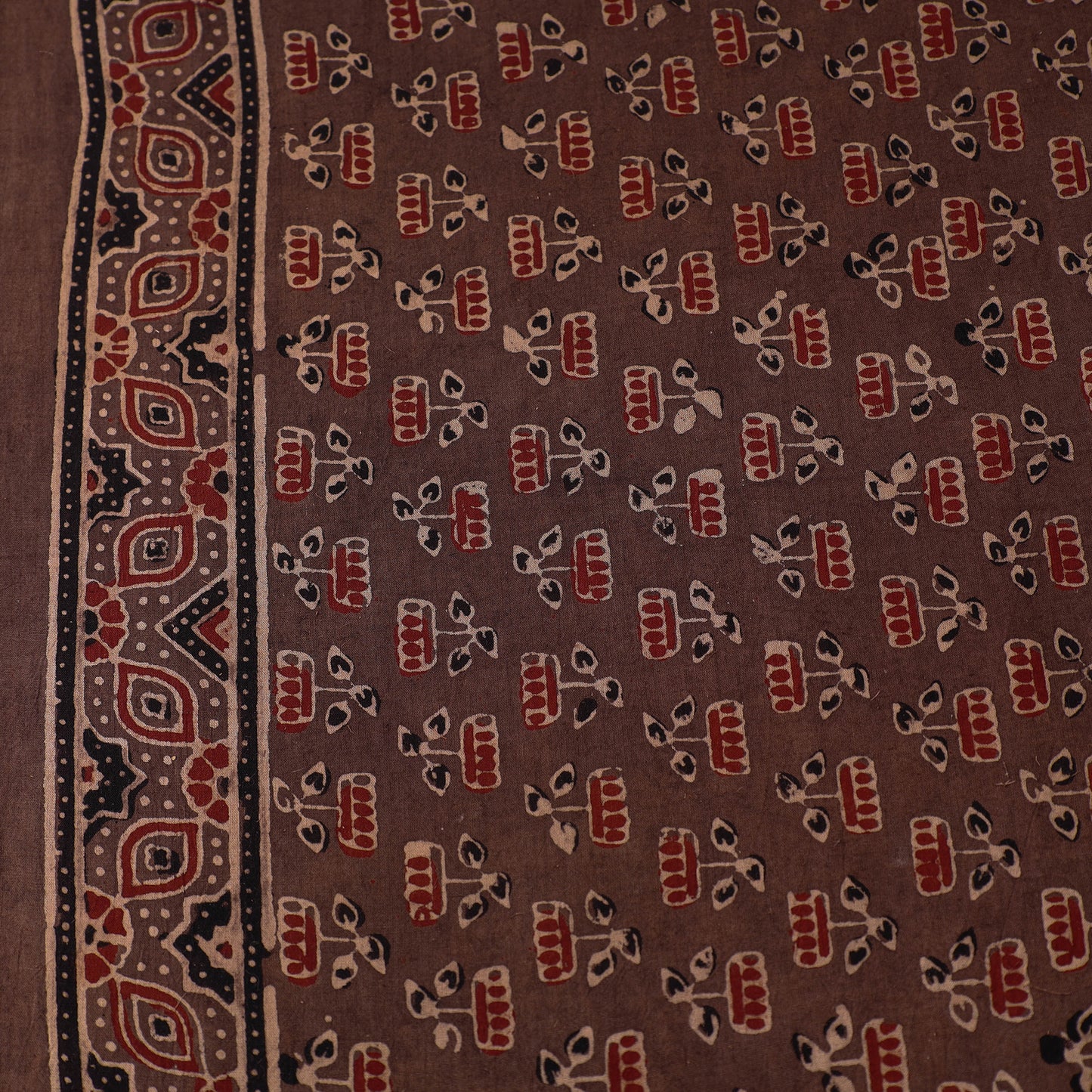 Brown - Pure Cotton Ajrakh Print Fabric 39