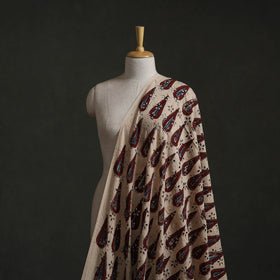 Beige - Hakoba Hand Block Ajrakh Print Natural Dyed Cotton Fabric 139