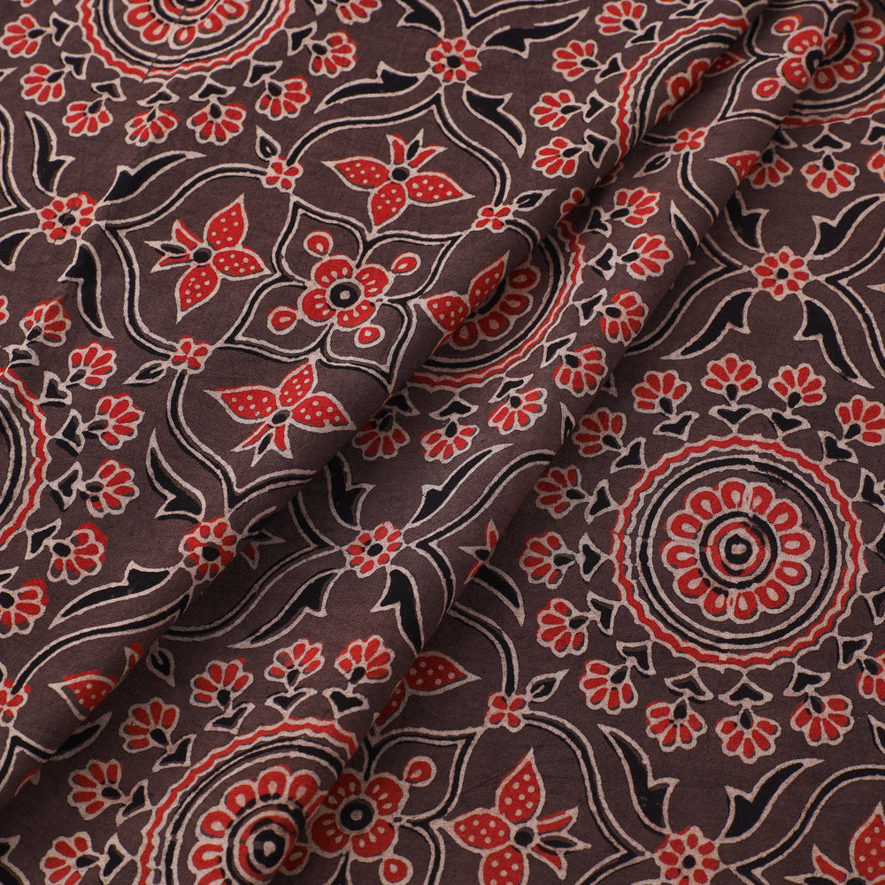 Brown - Natural Dyed Cotton Ajrakh Print Fabric 51