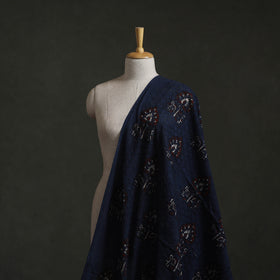 Blue - Hakoba Hand Block Ajrakh Print Natural Dyed Cotton Fabric 141