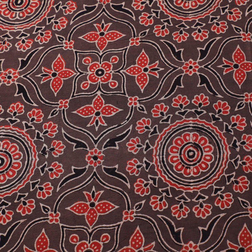 Brown - Natural Dyed Cotton Ajrakh Print Fabric 51