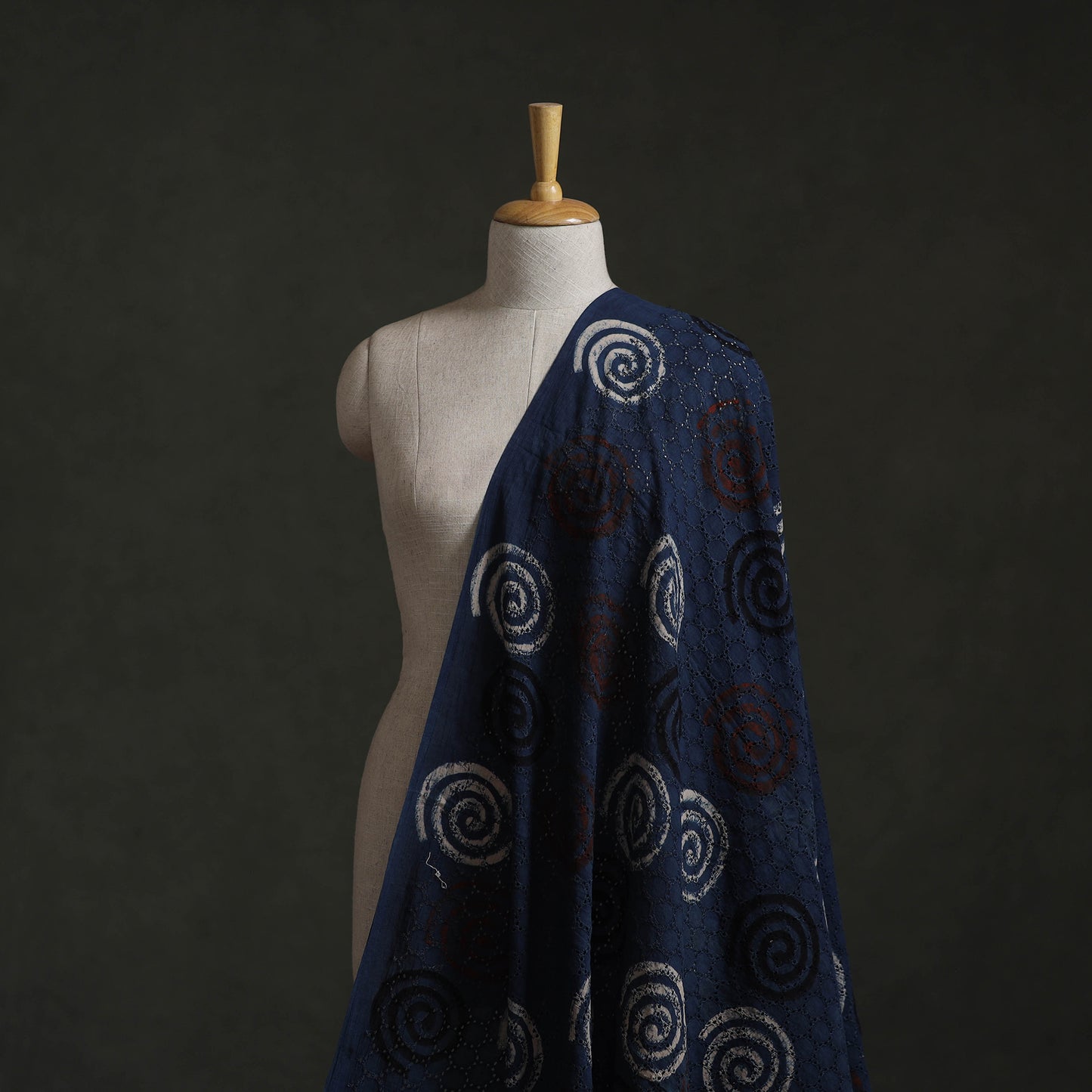 Blue - Hakoba Hand Block Ajrakh Print Natural Dyed Cotton Fabric 142