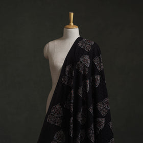 Black - Hakoba Hand Block Ajrakh Print Natural Dyed Cotton Fabric 146