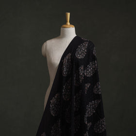 Black - Hakoba Hand Block Ajrakh Print Natural Dyed Cotton Fabric 147
