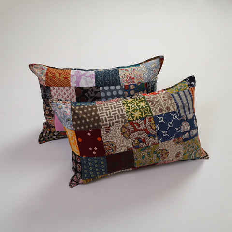 Multicolor - Handcrafted Patchwork Cotton Pillow Cover (Set of 2) 31