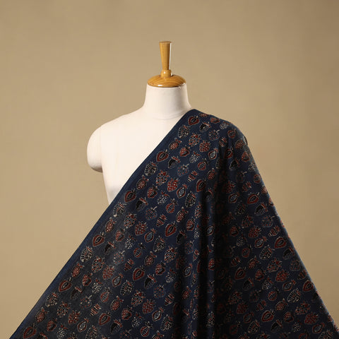 Natural Dyed Hand Block Cotton Ajrakh Print Fabric 02