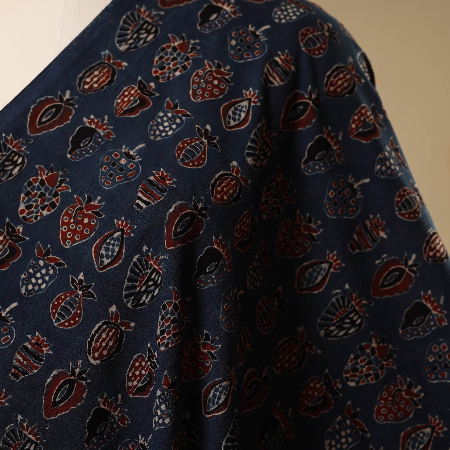 Natural Dyed Hand Block Cotton Ajrakh Print Fabric 02