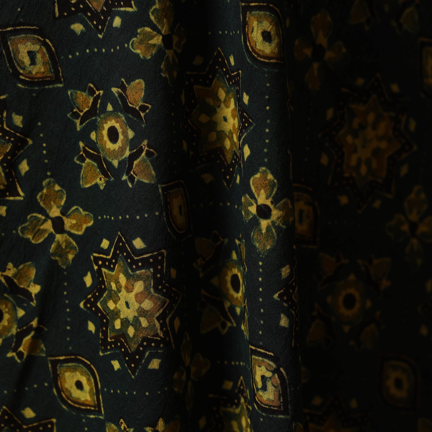 Natural Dyed Hand Block Cotton Ajrakh Print Fabric 04