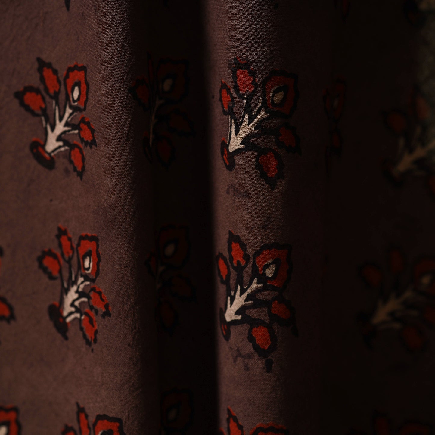 Natural Dyed Hand Block Cotton Ajrakh Print Fabric 05