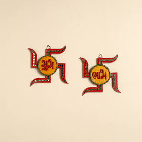  Handpainted Wooden Shubh Labh Hangings (Set of 2) 