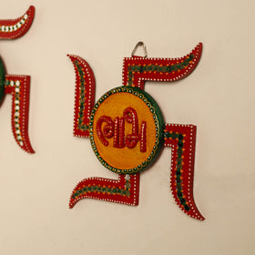  Handpainted Wooden Shubh Labh Hangings (Set of 2) 